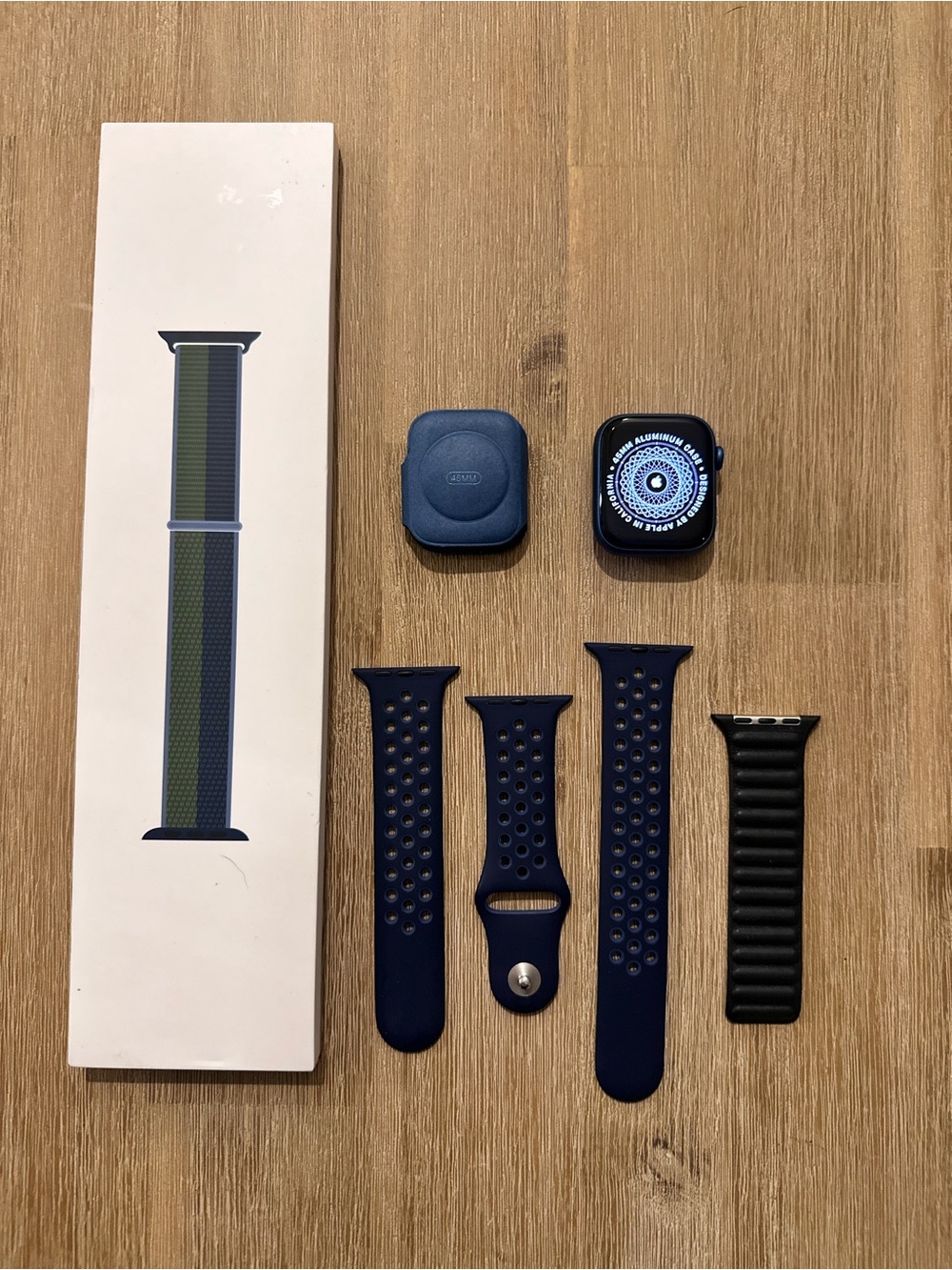 Apple Watch with Navy Blue and Black Bands - Picture 1 of 7